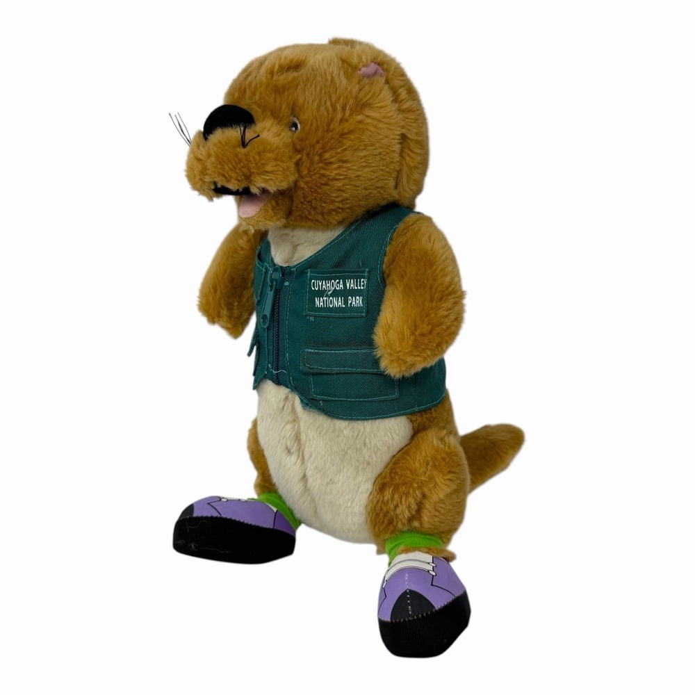 Cuyahoga Valley National Park Beaver Plush Brown Stuffed Animal Green Vest 12in